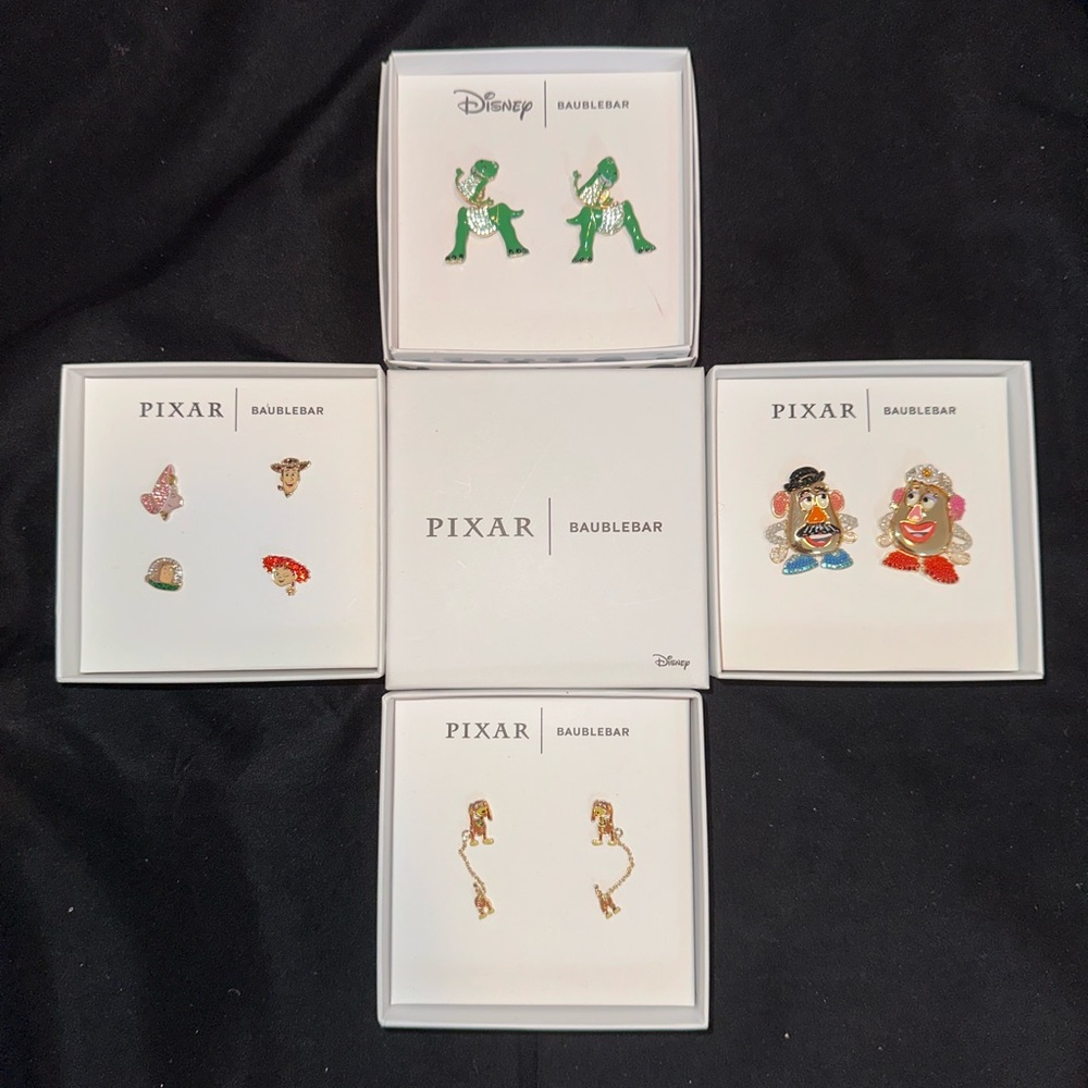 BaubleBar Disney and Pixar Earrings Set - Green, Red, Gold